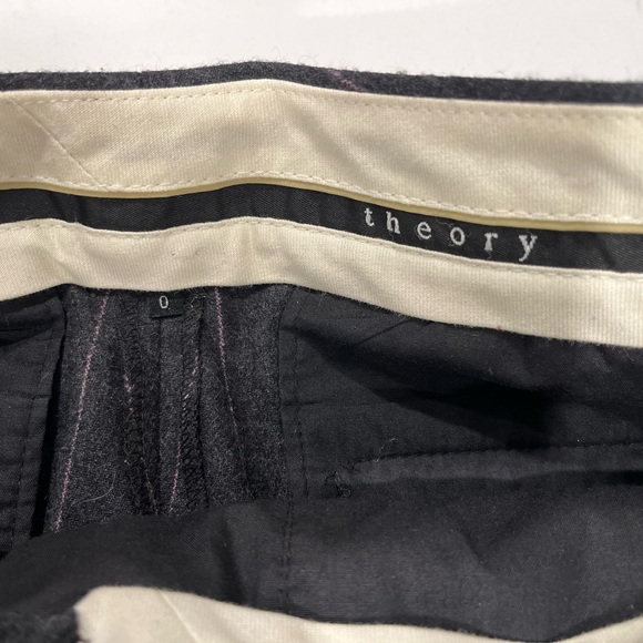 THEORY Grey Wide Pink Pinstripe suit. Size 0 - Picture 8 of 11